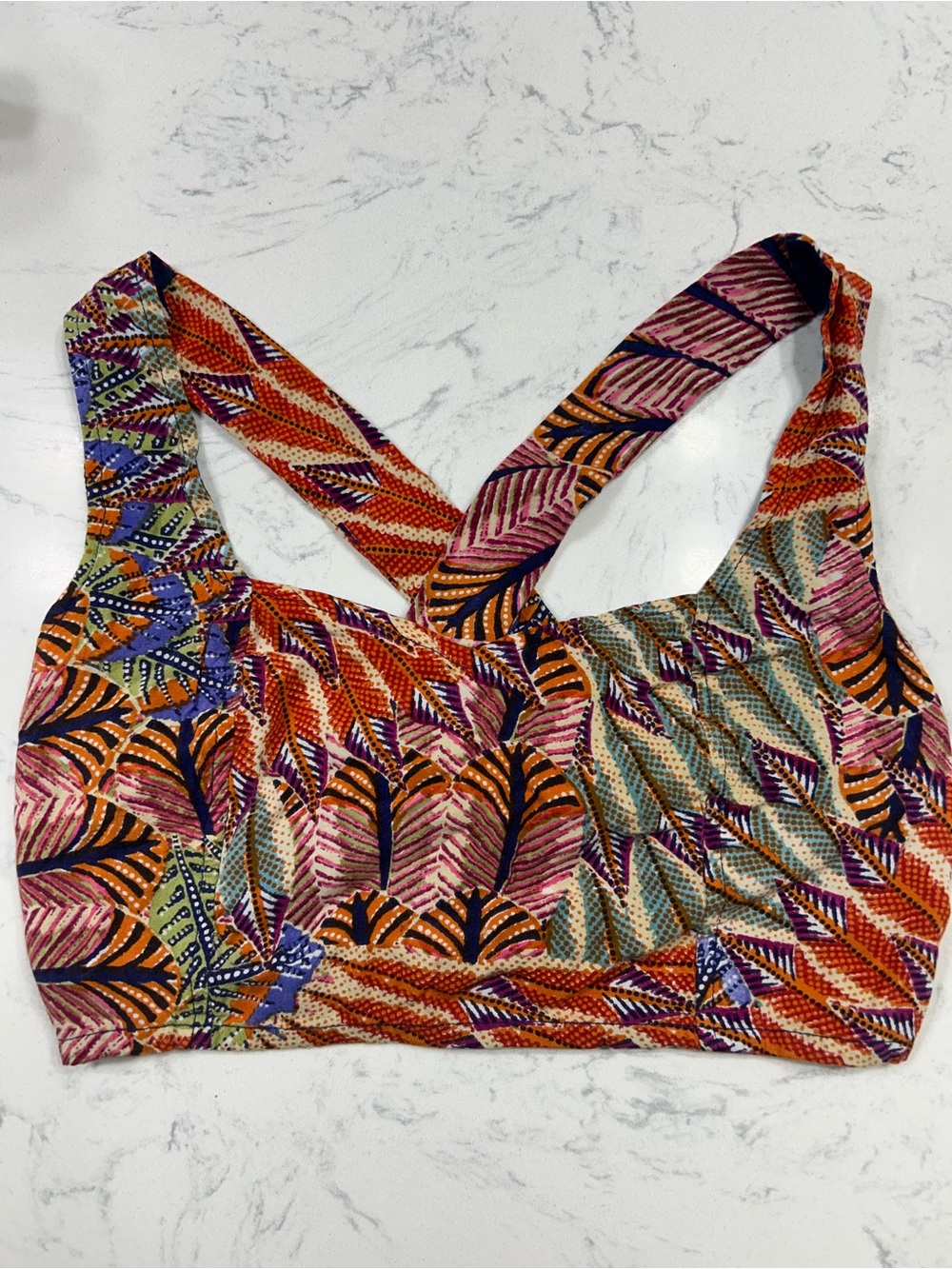 Band of Gypsies Multicolor Leaf-Print Women’s Crop Top M